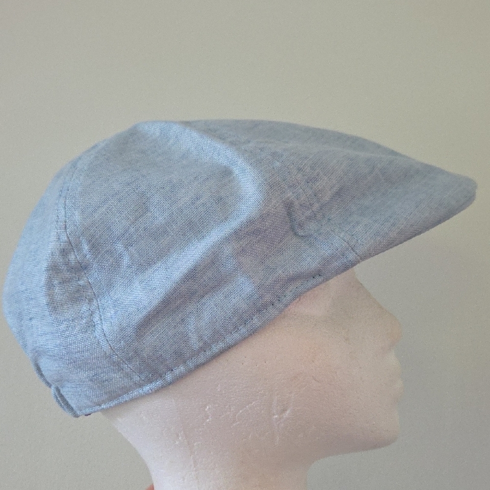 Epoch Light Blue Linen Men's Flat Cap - Picture 4 of 10